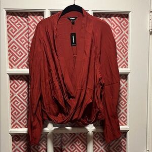 NWT Express Women's Draped Wrap Blouse - Rust Size XL.